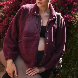 NWT NEW Free People Movement x Hatch hit the slopes fleece jacket in deep maroon